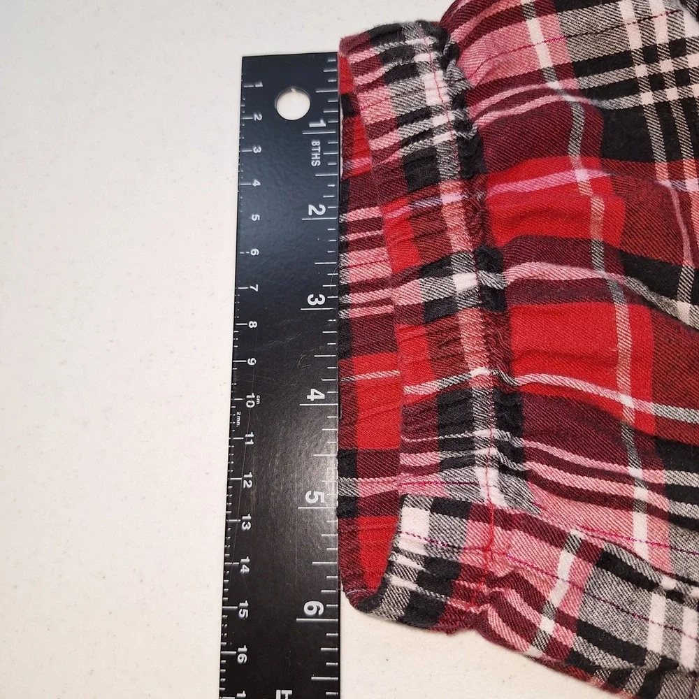Cozy Plaid Pajama Joggers Victoria's Secret Large Red Black Pants Cuffed Ankles